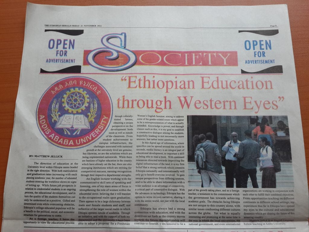 Fellow's article is published in Ethiopian newspaper - English Language ...