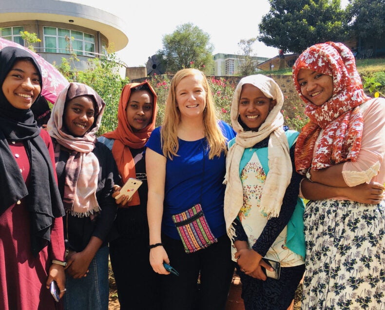 Specialist in Ethiopia with her teacher trainees