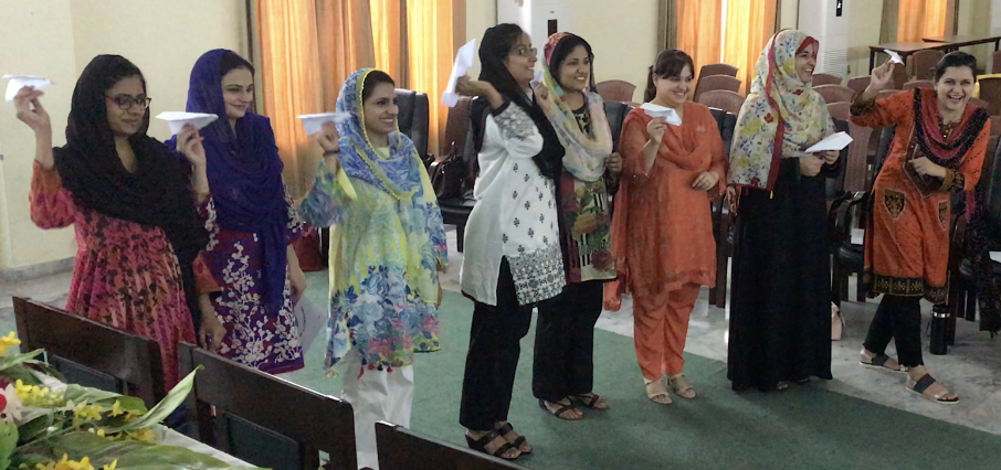 Participants in a workshop with Andy Halvorsen and Trish Pashby, Pakistan