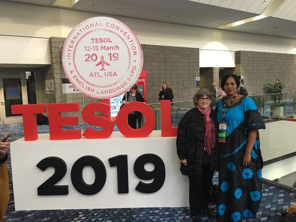 Specialist Ann Snow with a former program participant at TESOL 2019 in Atlanta, Georgia.